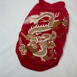 Pebot Red Velvet Dragon Embroidered Dog Vest/Sweater XS